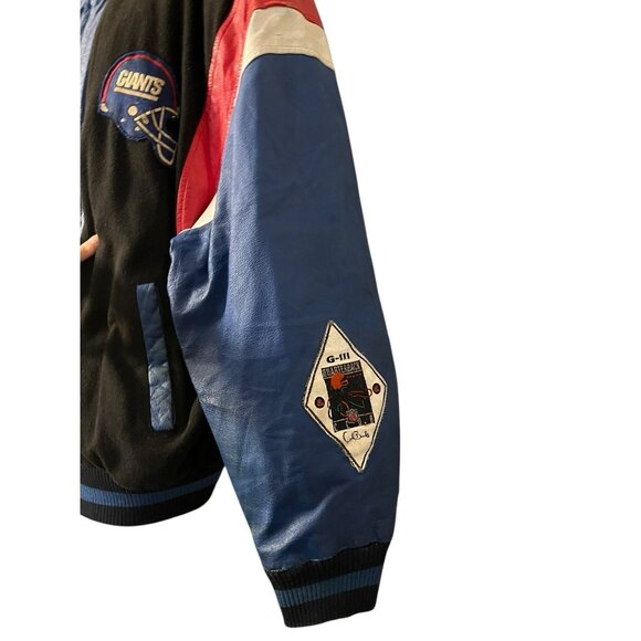G-III Sports Carl Banks XL New York Giants Leather Quarterback Varsity Jacket VT - Picture 4 of 15